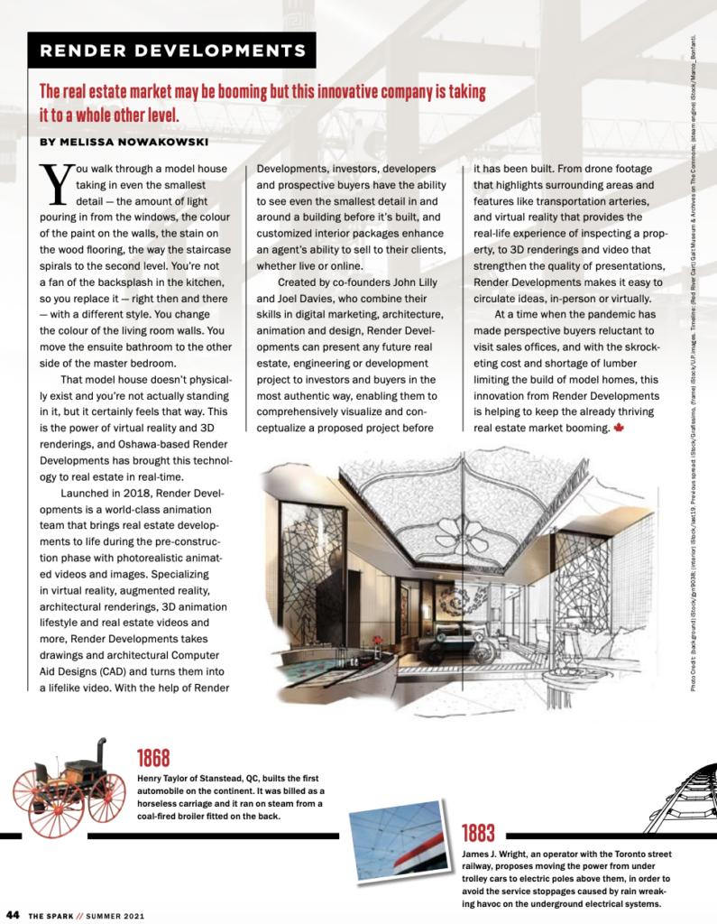 Spark Magazine Summer 2021 Issue - full page article on Render Developments with text and image from magazne